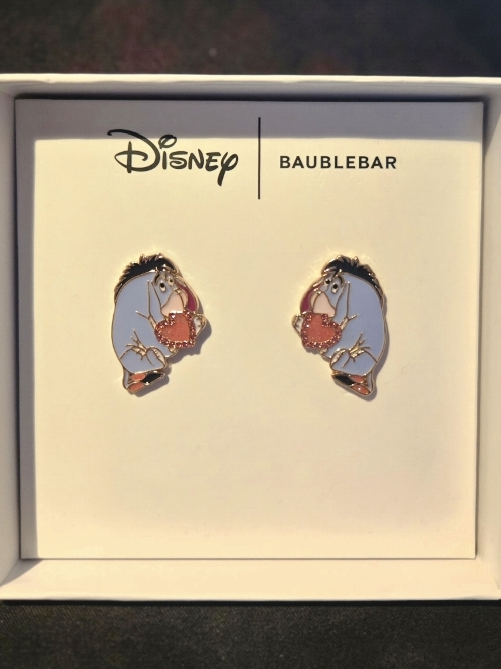Disney x BaubleBar Eeyore Valentine's Stud Earrings NWT